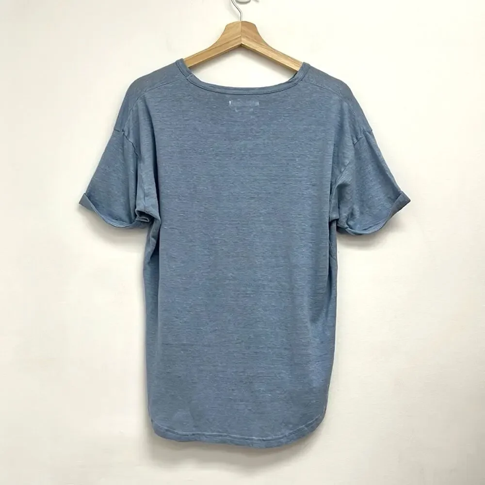 NWOT Isabel Marant Étoile Koldi Linen Rolled Sleeve Easy Relaxed Fit Tee - Large - Picture 2 of 12